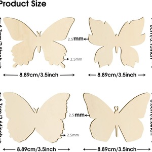 Feuille de peinture en bois vierge en forme de papillon, décoration artisanale en bois non finie pour enfants et adolescents. - Product Image 3