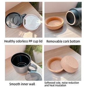Taza con soporte de <span class=keywords><strong>corcho</strong></span> personalizada, aislamiento <span class=keywords><strong>térmico</strong></span>, taza creativa, Base de piedra mate, regalo festivo, taza de café de cerámica con tapa y Asa de PP - Product Image 4