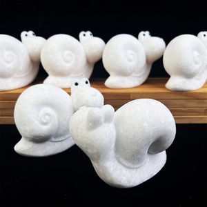 Wholesale Polished Natural <strong>Stones</strong> Home Decoration Crystal Carving Craft <strong>White</strong> <strong>Jade</strong> Snail for Souvenir - Product Image 3