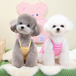 Cute Cotton Dog Tank <strong>Tops</strong> with Striped Pattern and Flower Strawberry Embroidery for Spring and Fall Vest for <strong>Cats</strong> - Product Image 2