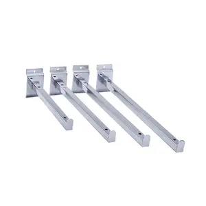 Shop Display Chrome Plating Slatwall Square Pipe Clothes Hanging Hook Steel Pipe Holder Brackets For Shelf