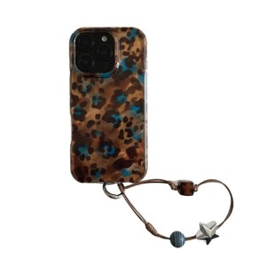 Coque de téléphone double couche antichoc tendance motif léopard bleu marron ambre style rétro pour iPhone 17 ProMax - Product Image 5