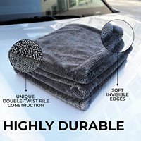 Serviette de Voiture en Microfibre Personnalisée 1200GSM et 1400GSM, Haut de Gamme, Serviette de Lavage de Voiture Sans Bordures, à Boucles Torsadées, pour Séchage