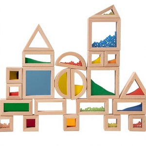 Blocchi di Costruzione in Legno Arcobaleno Montessori per la Prima Infanzia, Versatili e Luminosi per il Riconoscimento di Colori e Forme - Product Image 1