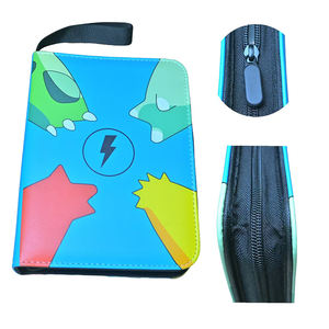 Classeur de cartes à collectionner portable en cuir PU à 9 pochettes avec fermeture éclair, capacité 400 cartes, avec dragonne pour collectionneurs - Product Image 3