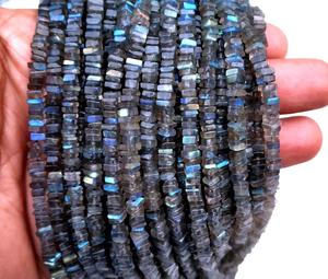 Perles de pierres précieuses de Labradorite de feu bleu naturel élevé forme carrée lisse Heishi pour la fabrication de bijoux de collier fait main en gros - Product Image 5