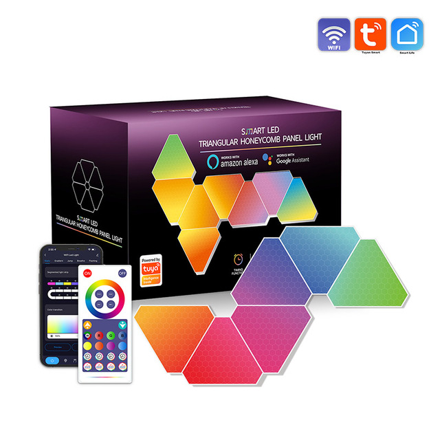 LEDEAST LXQG06 RGB Honeycomb Triangle Wall Light Smart APP Dimmable LED Panel Lamp DIY Creative Ambient Decor Light
