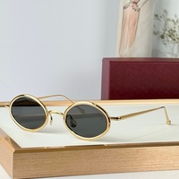 Lunettes de soleil ovales de luxe de haute qualité, style designer, monture métallique classique, verres dégradés anti-UV pour femmes, usage quotidien
