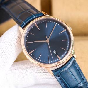 Montre d'affaires élégante - Bracelet en cuir pour homme, cadran noir - Product Image 2