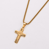 Liontin Salib Berongga Yesus Kristen Santo Benediktus Bahan Stainless Steel Perhiasan Fashion Kalung untuk Pria Grosir Baru 2026