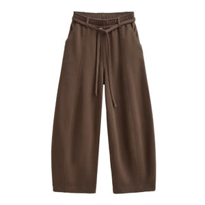 <span class=keywords><strong>Pantaloni</strong></span> Palazzo Casual da <span class=keywords><strong>Donna</strong></span> in <span class=keywords><strong>Cotone</strong></span> con Tasche, Gamba Larga ed Elastico in Vita, Collezione Autunno 2026 - Product Image 4