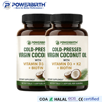 Capsules de gelée molle à l'huile de noix de coco Vitamine D3 K2 MK-7 Biotine Système immunitaire Utilisation du calcium Dents solides Cheveux Peau Ongles
