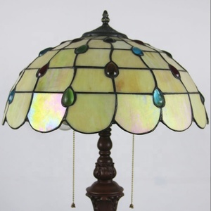 LongHuiJing 16" Tiffany Style LED Stained Glass Floor <b>Lamp</b> Handmade Lampshade Resin <b>Base</b> Multicolored Bedroom Living Room - Product Image 2