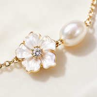 Collier élégant Mylove personnalisé en laiton plaqué or 18 carats avec perles, émail et zircons CZ en forme de fleur pour femme, accessoires de fête