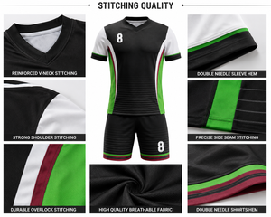 Conjuntos de Uniformes de Fútbol con Impresión Digital por Transferencia de Calor, Mangas Cortas, Tela de 140g, 100% Poliéster, Transpirable, Personalizable - Product Image 6