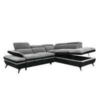 Canapé-lit deux places en velours de style européen moderne avec rangement et espace d'angle, idéal pour optimiser l'espace du salon