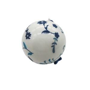 Ornamento della palla di vetro di natale di alta qualità 8cm con porcellana blu e bianca modello classico per la decorazione domestica - Product Image 6