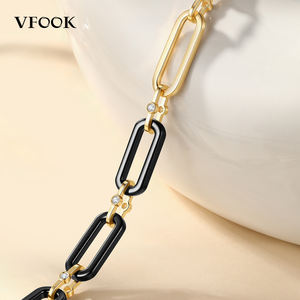 VFOOK Zarif Seramik Bileklik Çizilmez Renk Koruyucu 18 Ayar Gerçek Altın Bileklik Günlük Kullanım İçin Kızlar İçin - Product Image 2