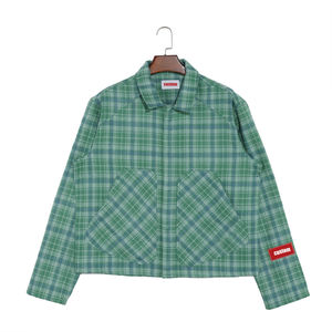 Camicia da uomo taglie forti di alta qualità camicia da uomo con doppia grande tasca coperta con bottone con apertura a manica verde a quadri camicie firmate - Product Image 1