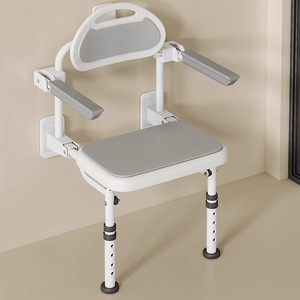 Wall Mounted Bathroom Shower Seat With <b>Backrest</b> And Armrests For Elderly And Disabled People 120 Kg Capacity - Product Image 1