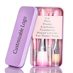 Nouveauté : Ensemble de 7 pinceaux de maquillage <span class=keywords><strong>Hello</strong></span> Mini <span class=keywords><strong>Kitty</strong></span> pour voyage, dans une boîte en métal, logo personnalisé et prix d'usine pour les yeux et le visage - Product Image 4
