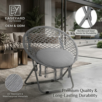 Chaise Bohème avec structure métallique pliable, 100% coton, faite à la main, chaises rondes confortables, chaise exquise et confortable pour la chambre à coucher, le salon