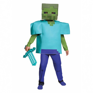 Costume de zombie Minecraft pour enfants, ensemble complet bleu vert, tenue de cosplay pour Halloween, garçons, printemps 2025 - Product Image 1