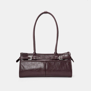 Retro Brown PU for Bag Women Lady Fashion Underarm <b>Shoulder</b> Bag Two <b>Straps</b> Niche High-End Y2K Small Capacity for - Product Image 2