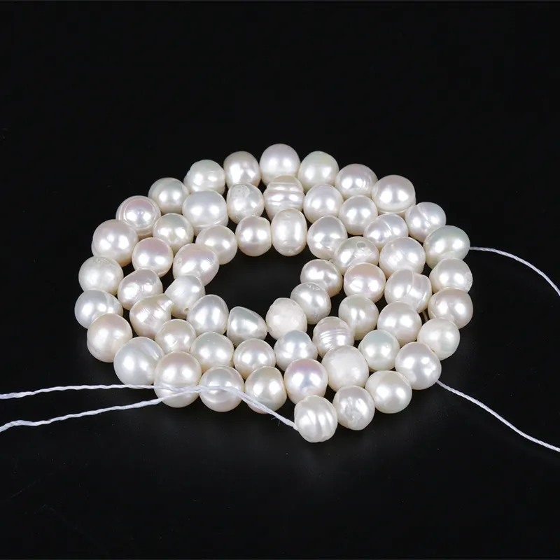 White clear round polished coin cream freshwater pearl beads 4mm 6mm 8mm for wedding jewelry making for earring choker necklace