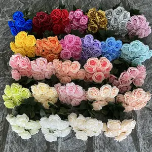 Factory Artificial Rose Flowers Bouquet Wedding Decoration 10 Branches Colorful White Red Pink Rose Flower Bunch