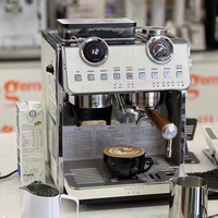Mesin Kopi Espresso Stainless Steel Komersial dengan Penggiling Terintegrasi, Dual Boiler, dan Steam Wand untuk Kedai Kopi