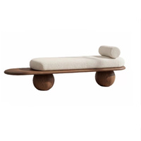Banc long en tissu laine d'agneau nordique, tabouret de maison au design moderne, meuble pour salon, chambre à coucher, ottoman de bout de lit