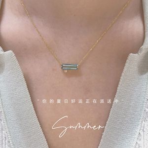 Collar de Oro Puro de 18k con Turmalina Natural de Estilo Minimalista Xinfly - Product Image 3