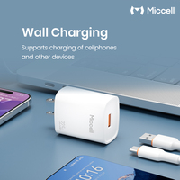 Adaptateur de chargeur de téléphone à charge rapide Miccell 22,5 W avec protection intelligente, compatible avec les téléphones iPhone et Android