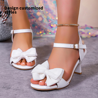 Nouvelles sandales sexy pour femmes à talons hauts, talons fins, nœud double couche et empeigne à trois couches, bout ouvert, chaussures pour femmes A-BG-02
