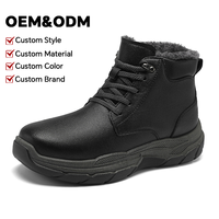 Bottes d'hiver pour hommes de haute qualité, noires, pour la marche quotidienne en ville, avec intérieur en fourrure et semelle flexible