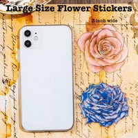 Autocollant mural floral brillant et étanche avec contours holographiques dorés pour scrapbooking, journaux, ordinateurs portables, bouteilles d'eau