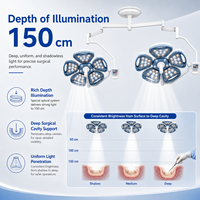 Lampe chirurgicale LED suspendue au plafond à faible consommation (3,2 mW) avec tête à 5 lobes en forme de pétale, Ra 85, CRI élevé, sans ombre, pour la chirurgie ORL et dentaire