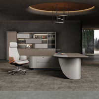Bureau de direction moderne en MDF de qualité E0, OEM/ODM haut de gamme, avec design luxueux, couleurs personnalisées et rangement avec tiroirs.