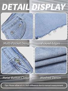 Comodo7 Y2K Women's Casual Style <b>Denim</b> Mini <b>Skirt</b> Trumpet/Mermaid Button Front Pleated Waist Washed Technique Sexy Cute Pockets - Product Image 5