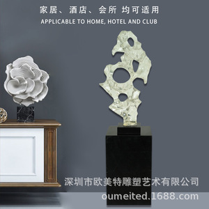 Sculpture en résine de pierre de Taihu, irrégulière et transparente, pièce d'art décorative pour la maison - Product Image 2