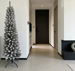 Árbol <span class=keywords><strong>de</strong></span> <span class=keywords><strong>Navidad</strong></span> Artificial <span class=keywords><strong>de</strong></span> Alta Calidad <span class=keywords><strong>de</strong></span> 7.5 Pies, Estilo Lápiz, con Nieve Artificial, Ecológico, Ligero, para Espacios Pequeños - Product Image 1