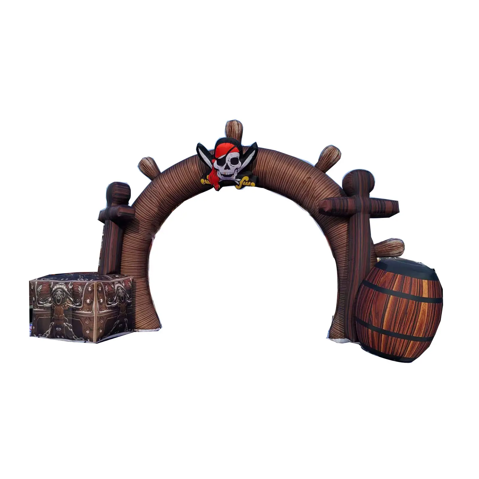 7mW PVC Inflatable Pirate Ship Arch Outdoor Sea Theme Parties Christmas Decor Removable Cover Inflatable Entrance Treasure Box