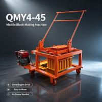 Machine à Briques en Béton TAIXIN QMY4-45 à Haute Rentabilité, Type Mobile, Manuelle, pour Blocs de Ciment, avec Moteur et Engrenages, Idéale pour Petites Entreprises