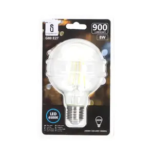 Ampoule LED G80 E27 8W à filament transparent, idéale pour l'éclairage décoratif et d'ambiance dans les foyers et les entreprises. - Product Image 2