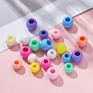 Perles rondes en acrylique 10 mm, couleur macaron, grand trou, fournitures de bricolage pour la création de bijoux pour enfants - Product Image 3