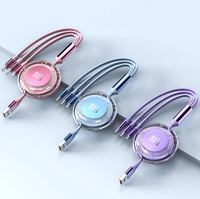 Câble USB universel rétractable réglable en gros, PD 120W, 3-en-1, 4-en-1, multi-prises, chargeur rapide pour IP Type C