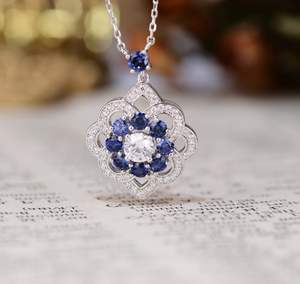 Collar con Colgante de Perlas de Zafiro Cultivadas en Laboratorio, con Cadena de Silicona e Imitación de Perla, Joyería para Fiestas - Product Image 5