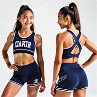 Sparkle Custom Cheer Practice Wear Rhinestone Cheerleading Uniformes Respirant Crop Top et Shorts Set