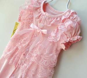Ropa de Bebé al por Mayor a Precio Económico, Romper Rosa con Volantes de Encaje para Bebés - Product Image 5